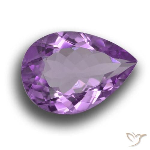 4.67 ct Violet Amethyst Stone, Natural Amethyst in Pear Facet Shape for Sale
