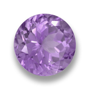 5.44 ct Violet Amethyst Stone, Natural Amethyst in Round Facet Shape for Sale