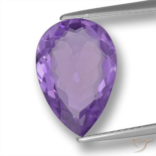 4.81ct Natural Medium Violet Amethyst, Pear Shape, VVS-VS