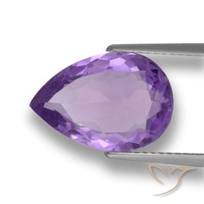 4.81 ct Violet Amethyst Stone, Natural Amethyst in Pear Facet Shape for Sale