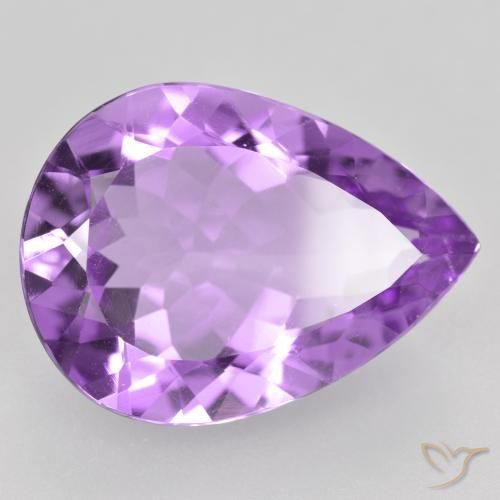 7.71 ct Violet Amethyst Stone, Natural Amethyst in Pear Facet Shape for Sale