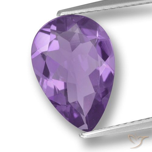 3.30ct Natural Medium Violet Amethyst, Pear Shape, VVS