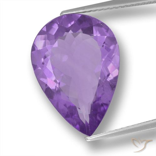 7.47ct Natural Medium Violet Amethyst, Pear Shape, VVS-VS