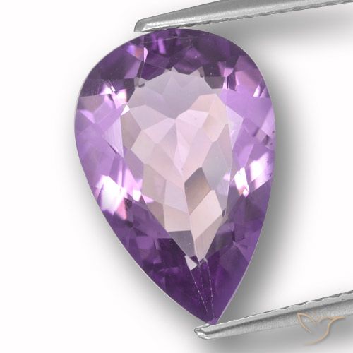 3.94ct Natural Light-Medium Violet Amethyst, Pear Shape, VVS