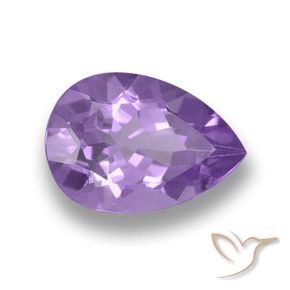3.41 ct Violet Amethyst Stone, Natural Amethyst in Pear Facet Shape for Sale