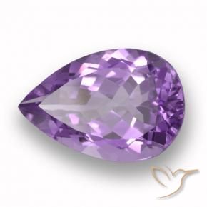 5.26 ct Violet Amethyst Stone, Natural Amethyst in Pear Facet Shape for Sale
