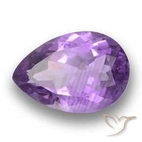 3.92 ct Violet Amethyst Stone, Natural Amethyst in Pear Facet Shape for Sale