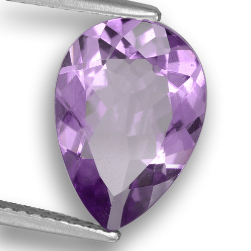 Medium Pinkish Violet Amethyst Gem - 3.2ct Pear Facet (ID: 460484)