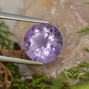3.46 ct Violet Amethyst Stone, Natural Amethyst in Round Facet Shape for Sale