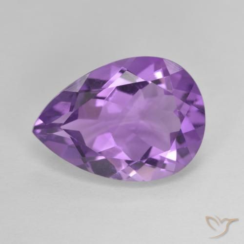 4.58ct Natural Medium Purplish Violet Amethyst, Pear Shape, VVS