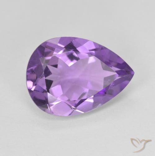 4.58 ct Violet Amethyst Stone, Natural Amethyst in Pear Facet Shape for Sale