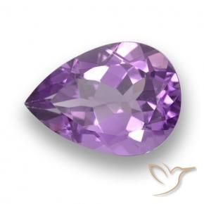 4.64 ct Violet Amethyst Stone, Natural Amethyst in Pear Facet Shape for Sale