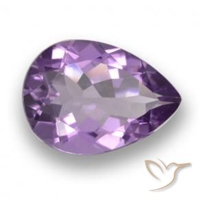 3.91 ct Violet Amethyst Stone, Natural Amethyst in Pear Facet Shape for Sale