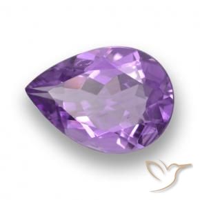 4.11 ct Violet Amethyst Stone, Natural Amethyst in Pear Facet Shape for Sale