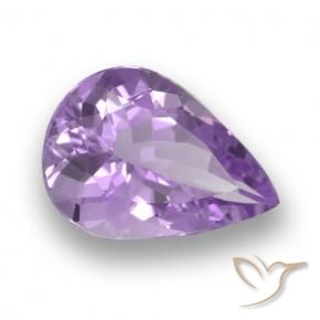 4.24 ct Violet Amethyst Stone, Natural Amethyst in Pear Facet Shape for Sale