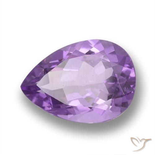 4.87 ct Violet Amethyst Stone, Natural Amethyst in Pear Facet Shape for Sale