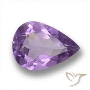 3.98 ct Violet Amethyst Stone, Natural Amethyst in Pear Facet Shape for Sale