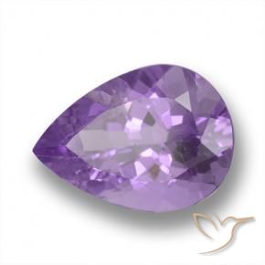 4.57 ct Violet Amethyst Stone, Natural Amethyst in Pear Facet Shape for Sale