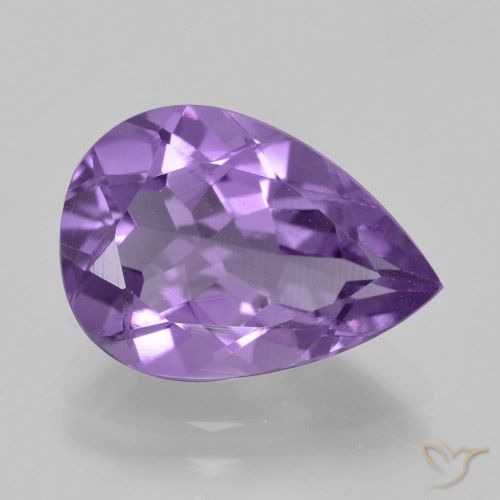 4.44ct Natural Medium Violet Amethyst, Pear Shape, VVS