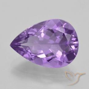 4.44 ct Violet Amethyst Stone, Natural Amethyst in Pear Facet Shape for Sale