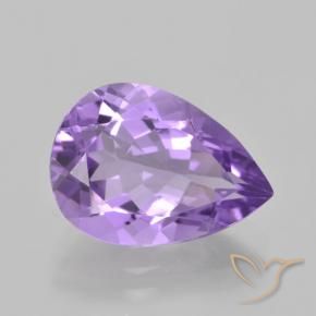 4.48 ct Violet Amethyst Stone, Natural Amethyst in Pear Facet Shape for Sale