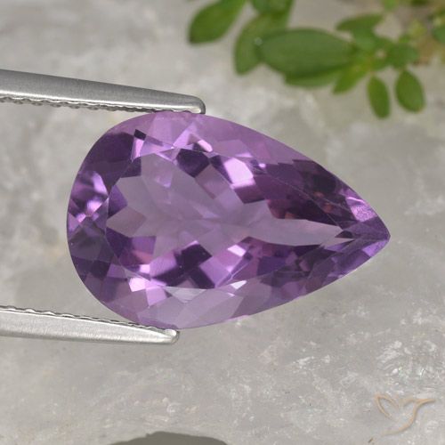 4.56ct Natural Medium Violet Amethyst, Pear Shape, VVS
