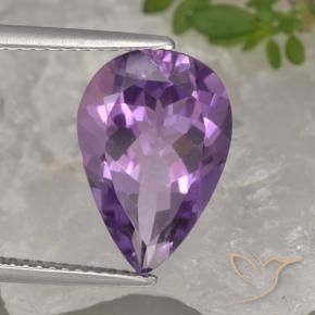 4.56 ct Violet Amethyst Stone, Natural Amethyst in Pear Facet Shape for Sale