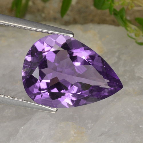 Deep Purplish Violet Amethyst Gem - 4.2ct Pear Facet (ID: 463232)