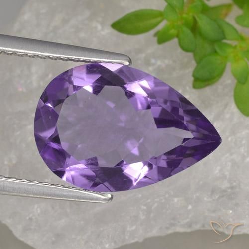 4.27ct Natural Medium Violet Amethyst, Pear Shape, VVS-VS