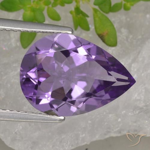 3.89ct Natural Deep Violet Amethyst, Pear Shape, VS