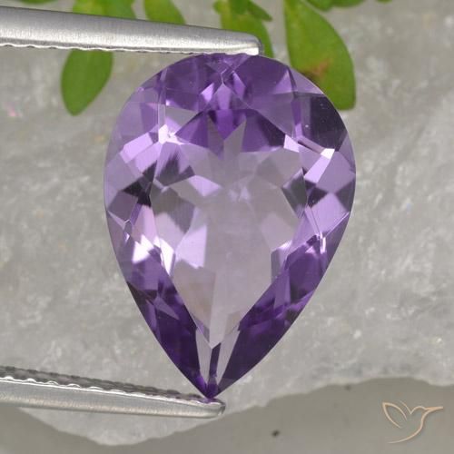 3.89 ct Violet Amethyst Stone, Natural Amethyst in Pear Facet Shape for Sale