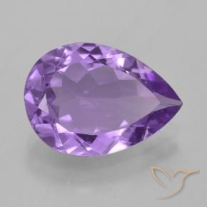 3.92 ct Violet Amethyst Stone, Natural Amethyst in Pear Facet Shape for Sale