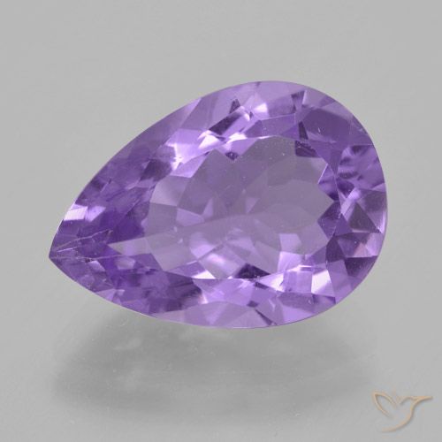 4.49ct Natural Medium Violet Amethyst, Pear Shape, VVS-VS