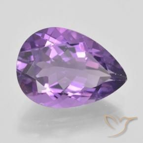 4.75 ct Violet Amethyst Stone, Natural Amethyst in Pear Facet Shape for Sale