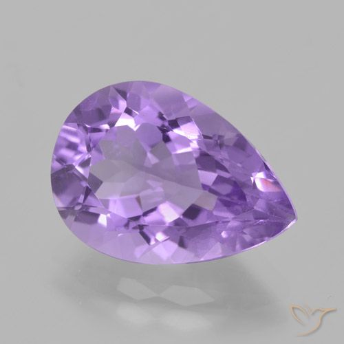4.66ct Natural Medium Violet Amethyst, Pear Shape, VVS