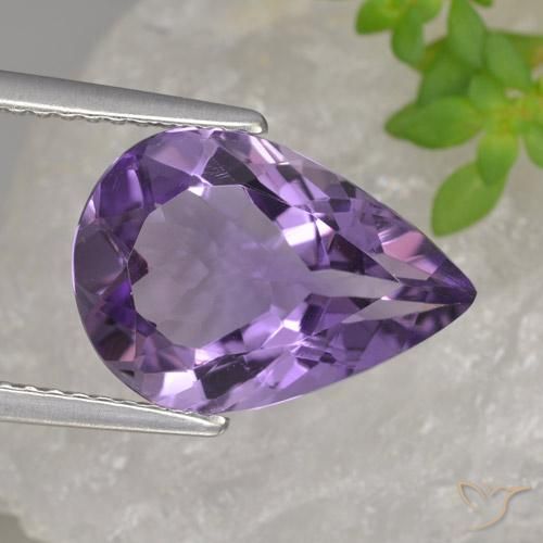 3.89ct Natural Medium Violet Amethyst, Pear Shape, VVS