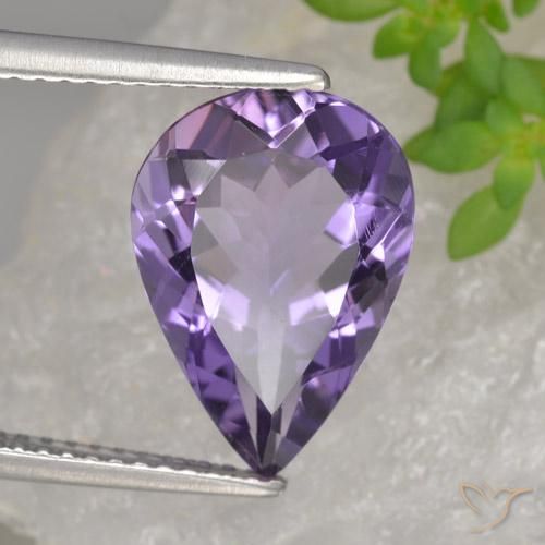 3.89 ct Violet Amethyst Stone, Natural Amethyst in Pear Facet Shape for Sale
