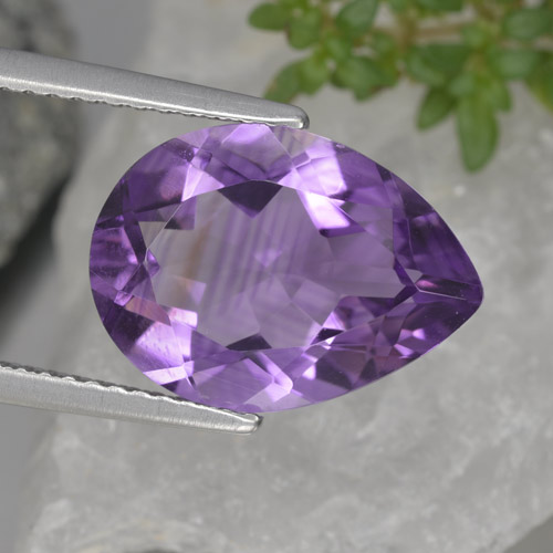 Violeta medio Amatista Gema - 4.1ct Corte en forma de pera (ID: 463321)