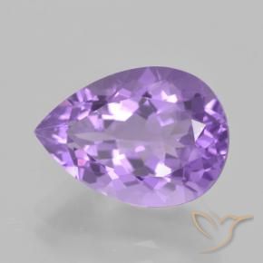 5.26 ct Violet Amethyst Stone, Natural Amethyst in Pear Facet Shape for Sale
