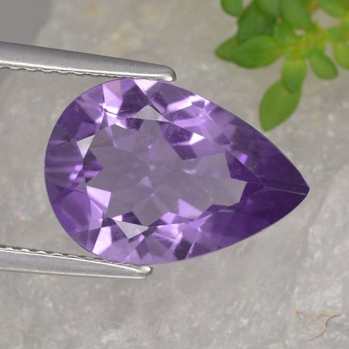 3.81ct Natural Medium Violet Amethyst, Pear Shape, VVS-VS