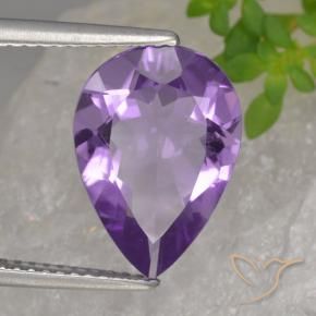 3.81 ct Violet Amethyst Stone, Natural Amethyst in Pear Facet Shape for Sale