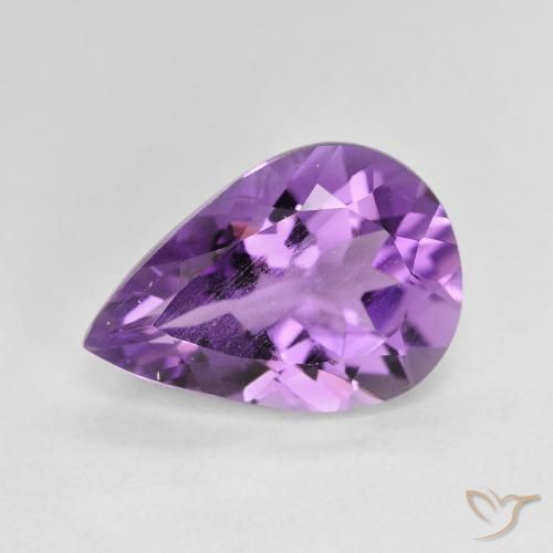 4.22 ct Violet Amethyst Gemstone, Amethyst Gem in Pear Facet Shape for Sale.