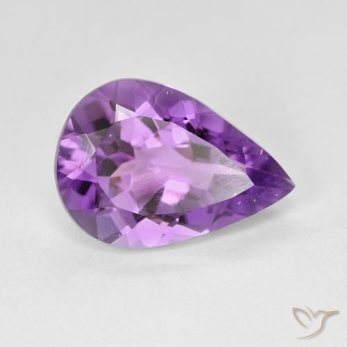 4.22 ct Violet Amethyst Stone, Natural Amethyst in Pear Facet Shape for Sale