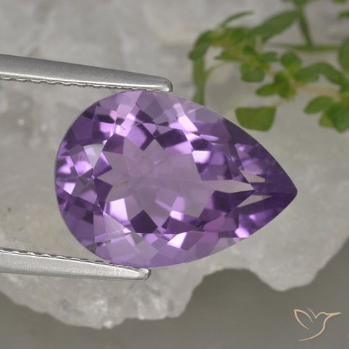 4.62ct Natural Medium Violet Amethyst, Pear Shape, VVS