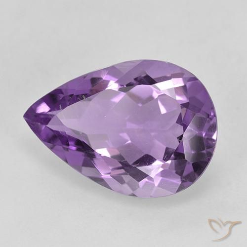 4.09 ct Violet Amethyst Stone, Natural Amethyst in Pear Facet Shape for Sale