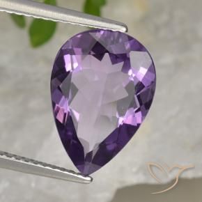 4.13 ct Violet Amethyst Stone, Natural Amethyst in Pear Facet Shape for Sale