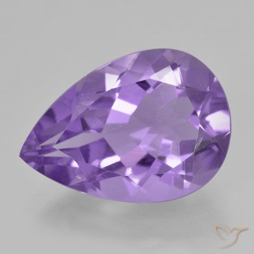 4.39ct Natural Medium Violet Amethyst, Pear Shape, VVS