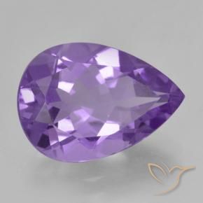 4.39 ct Violet Amethyst Stone, Natural Amethyst in Pear Facet Shape for Sale