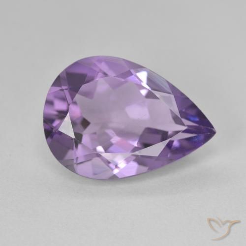 4.48 ct Violet Amethyst Stone, Natural Amethyst in Pear Facet Shape for Sale