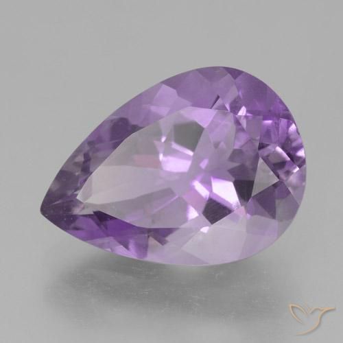 4.63 ct Violet Amethyst Stone, Natural Amethyst in Pear Facet Shape for Sale